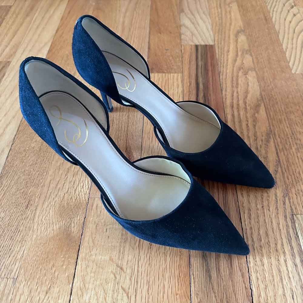 Sam Edelman Pointed Toe Black Suede Heels Size 8,5